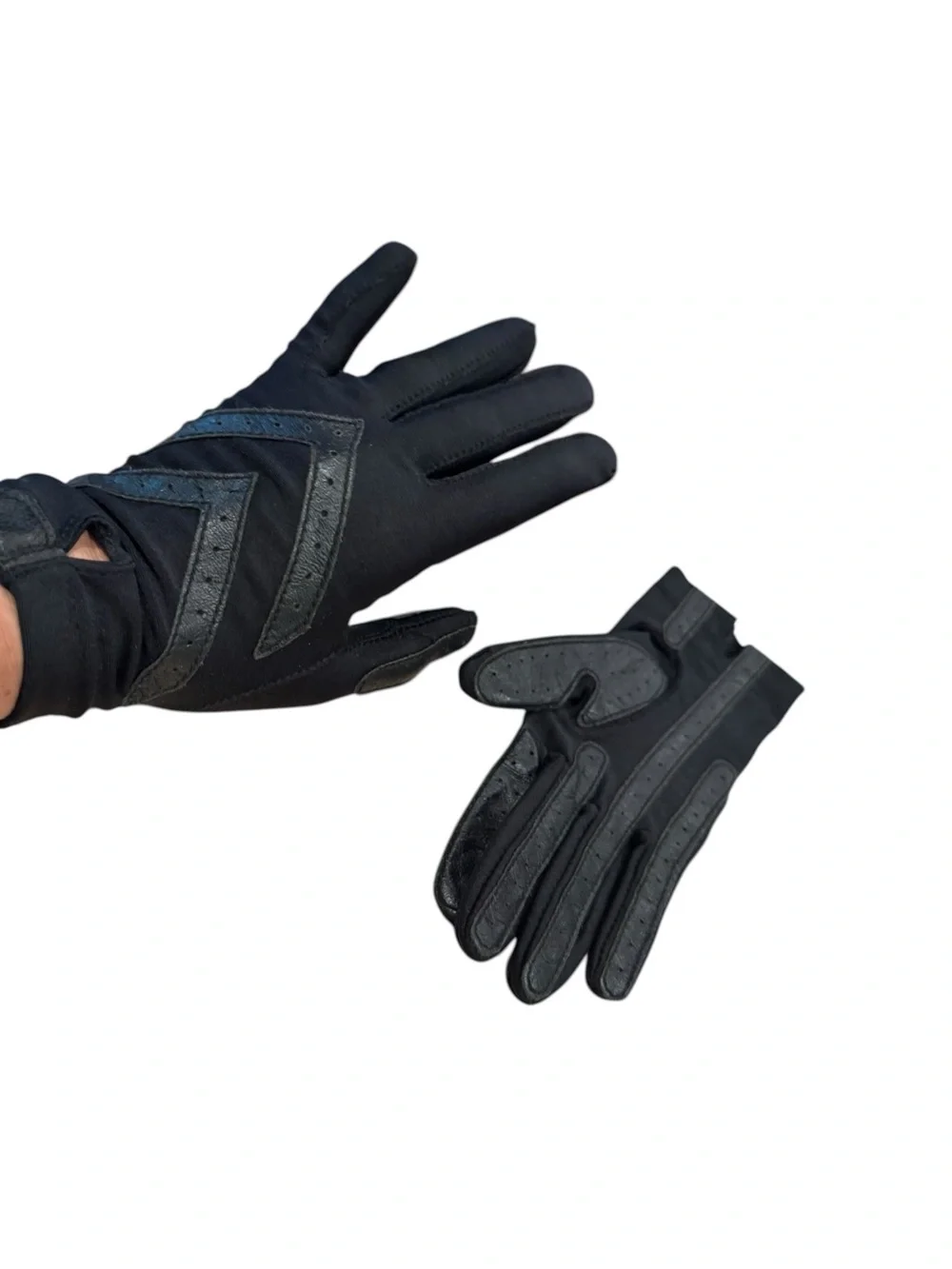 Vintage Black Chevron Detail Driving Gloves